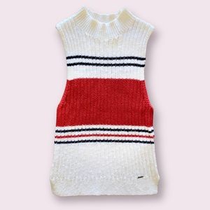 A&F Abercrombie & Fitch Red White Blue Sleeveless Sweater Vest Women US Size S